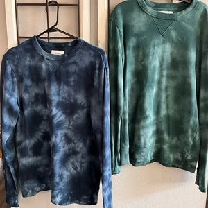 NWOT 2 Old Navy crew neck sweatshirts size Men S tie dye Blue and Green
